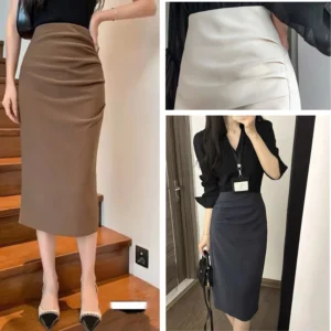 Chân váy bút chì CV017 dài 70cm - Váy công sở LY EO che bụng xẻ sau, vải VinTech MAY 2 LỚP tôn dáng
