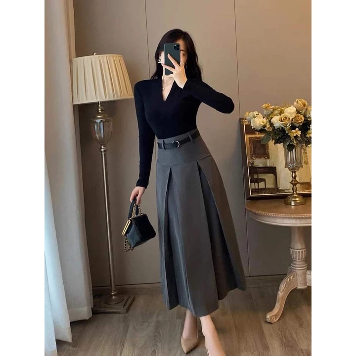 chân váy xếp ly