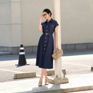 SET ĐẦM DENIM DÁNG DÀI CHIẾT EO THANH LỊCH